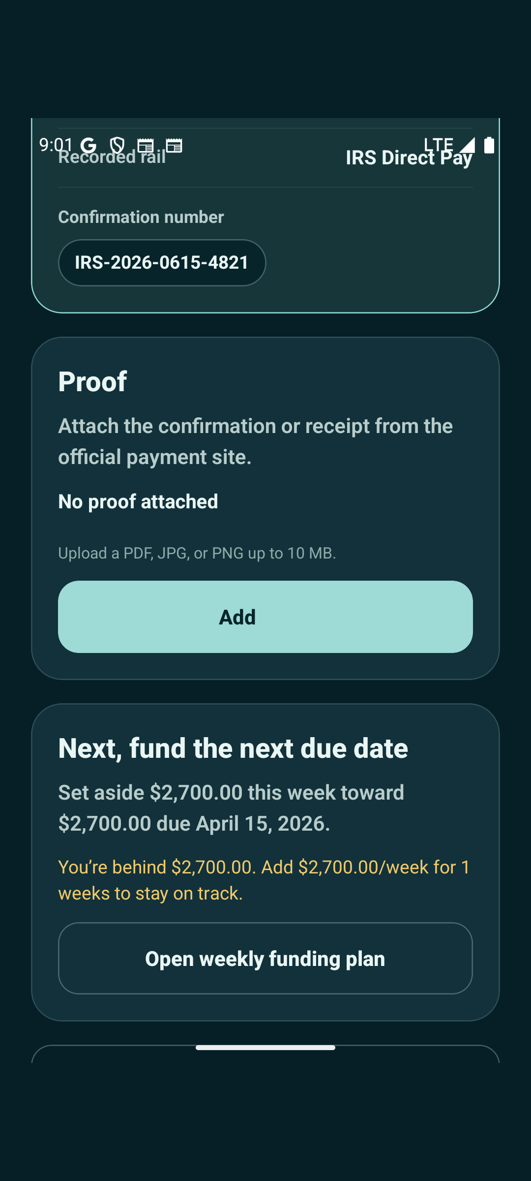 Drift and catch-up amounts when you fall behind.